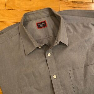 UNTUCKit Mens XL Short Sleeve Button Down Shirt Blue Wrinkle Free 100% Cotton
